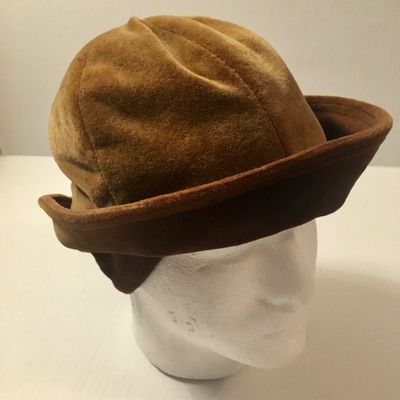 Happy Capper Brimmed Hat Ear Warmers Vintage 1950s Mid Mod Pony Tail Back Golden - Picture 7 of 8